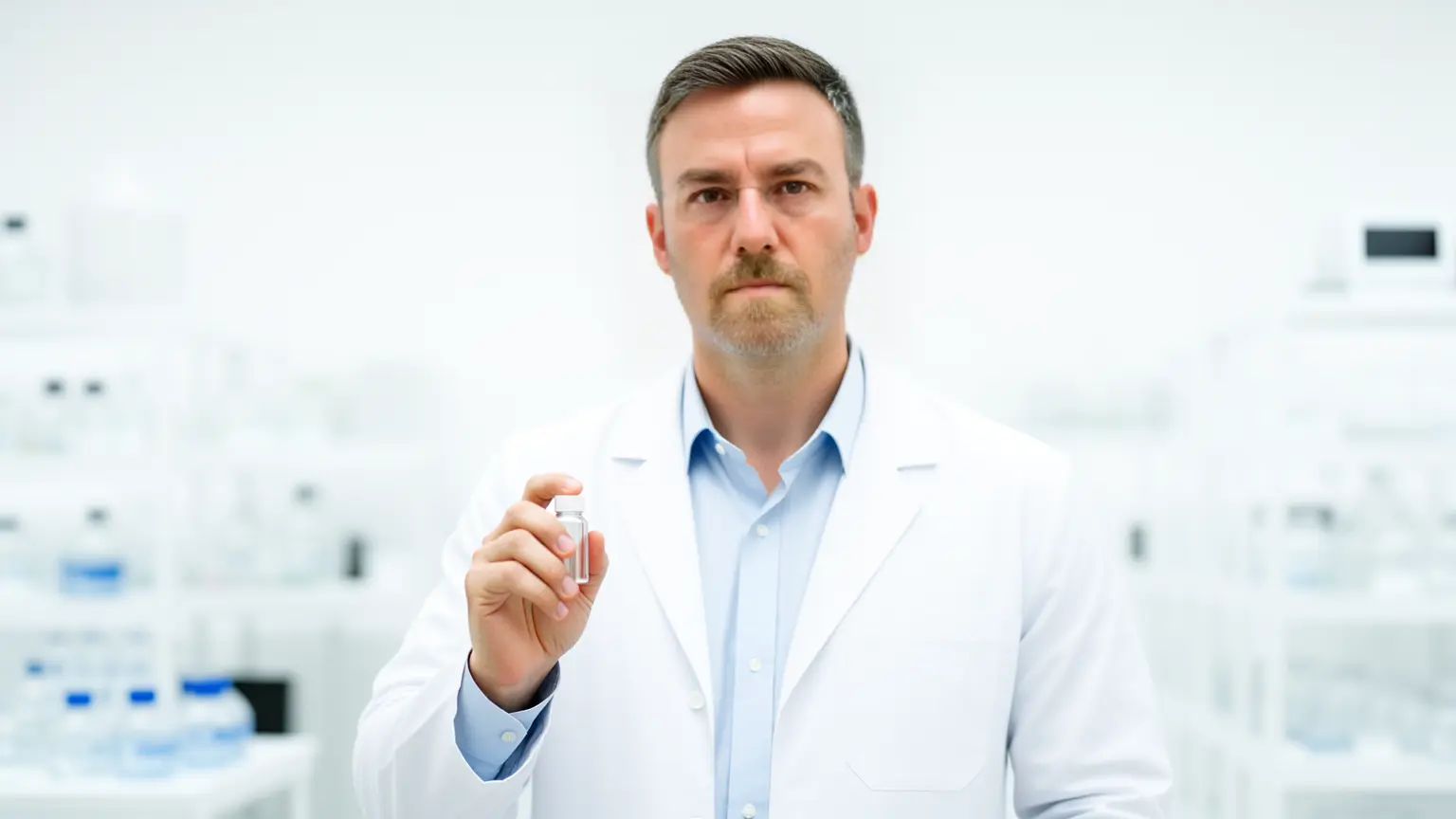 Lab technician holding sample